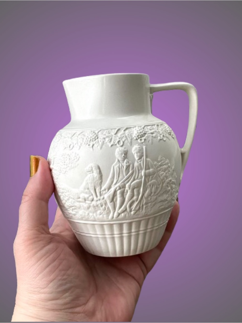 Vintage Minton’s 18th century Staffordshire salt-glazed jug reproduction